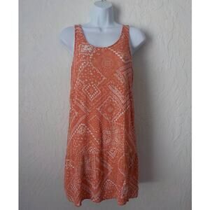 Pink Rose Pullover Shift Dress Pink Coral Rayon Floral Print Sleeveless Size S